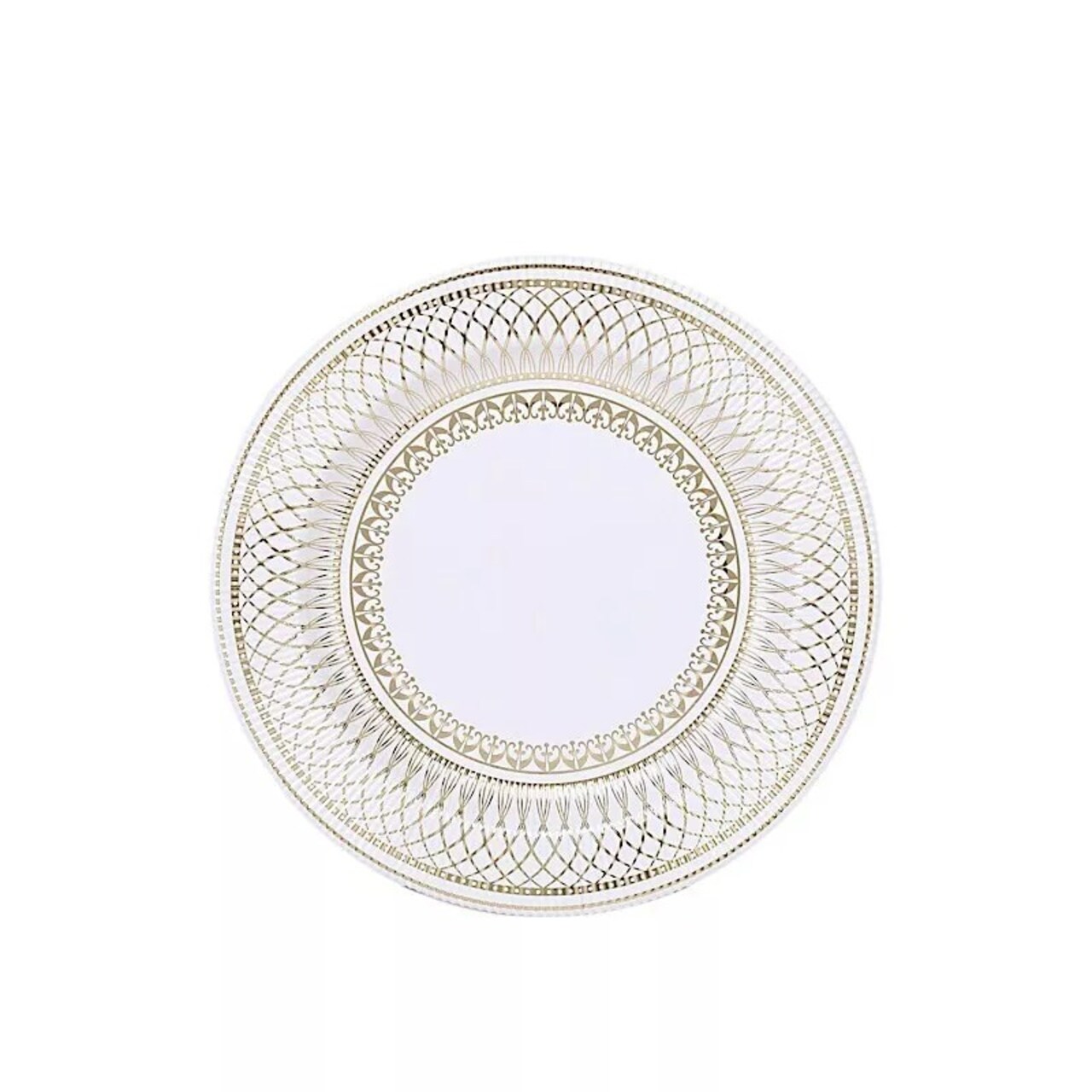 25 White Gold 8" Porcelain Design Round Paper Plates Party Events Decorations